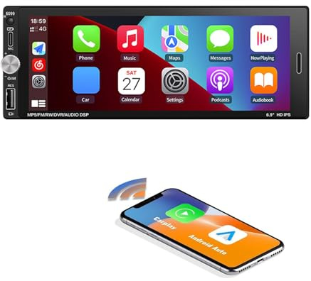 Android Autoradio Mit GPS Navigation HD Bildschirm Touch Display mit Carplay Auto Radio für BMW Mini Cooper S R50 R52 R53 CD53 2002-2008/Mini Cooper Cabrio 2004/Mini Cooper S GP/Seven/Park Lane 2006