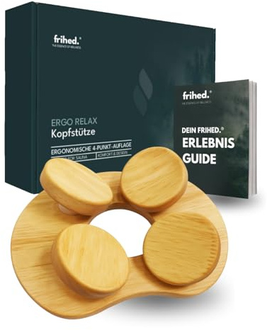 frihed.® Ergo Relax Sauna Kopfstütze aus Holz – Ergonomische Nackenstütze für Sauna – Massivholz Saunakissen – Kopf- & Nackenauflage – Hitzebeständiges Sauna Zubehör