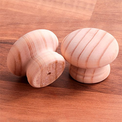 2X Small Pre-Drilled 40mm Door Knobs - Plain/Natural Wooden Pine Handles