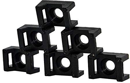 Schraubsockel Kabelbinder Montagesockel Befestigungssockel schwarz weiß 100 Stk (21 x 16 mm, schwarz)
