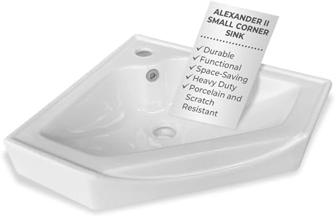 RENOVATORS SUPPLY MANUFACTURING Alexander II 24 in.. Corner Wall Mounted Bathroom Sin.k in. White with Overflow 36684