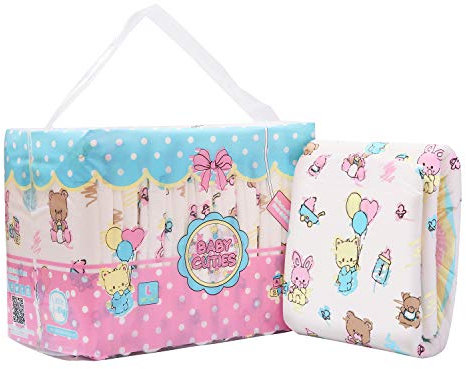 LittleForBig Erwachsenen Gedruckten Windeln 10 Stück - Baby Cuties (Large 91-116 cm)