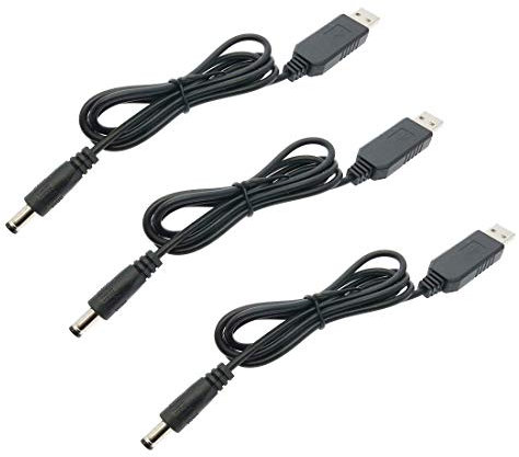 Hailege 3pcs USB to DC 5V to 12V Voltage Step-Up Convert Cable 5V to 12V Voltage Boost Cable 5.5x2.1mm DC Male Length 1M