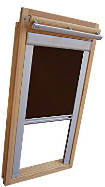 Verdunkelungsrollo THERMO Alu-Rückseite für VELUX Dachfenster TYP GGL/GPL/GHL - 206 - Farbe Dunkelbraun - mit Aluminium Seitenschienen - KLICK Montage