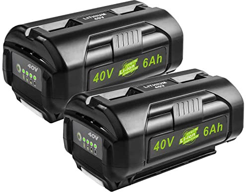 OP4060 40V 6000mAh Lithium Battery Replacement for All Ryobi 40-Volt Power Tools OP4015 OP4026 OP40201 OP40261 OP4030 OP4040 OP40401 OP4050 OP40501 OP4050A OP40601 OP4060A RY40200 RY40403 （2 Pack）