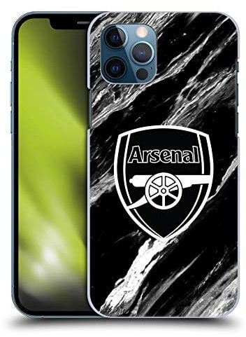 Head Case Designs Officially Licensed Arsenal FC Marble Crest Patterns Hard Back Case Compatible With Apple iPhone 12 / iPhone 12 Pro