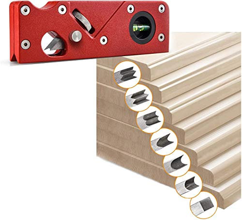 Pialla angolare per la lavorazione del legno, bordo inclinato a 45 gradi, piallatrice manuale, smussatura e rifilatura, pialla a mano per la lavorazione del legno (rosso + 7 lame)