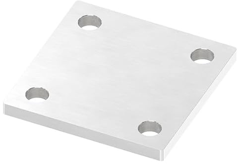 FeNau - Ankerplatte - Maße: 100 x 100 x 8 mm - mit 4 Bohrungen á Ø 13 mm - aus Edelstahl: V2A - Längsschliff - Materialstärke: 8 mm