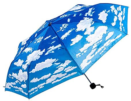 LUCKYWEATHER Regenschirm Taschenschirm klein Mini Damen/Herren Motiv Wolken I Regenschirme mit UV-Schutz