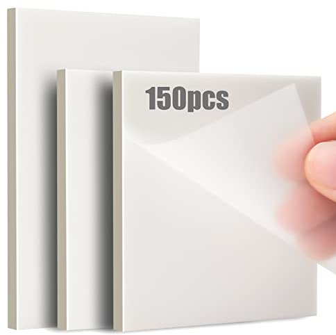 150 Blätter Transparente Haftnotizen,75 * 75mm+95 * 70mm Transparent Sticky Notes, Selbstklebende Notizzettel für Anmerkung in Bücher und Bürodokumenten, geeignet für Studenten und Büro