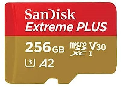 SANDISK - Cards Extreme Plus MICROSDXC 256GB + Adaptateur SD 200MB/S 140MB/S A2 C10V