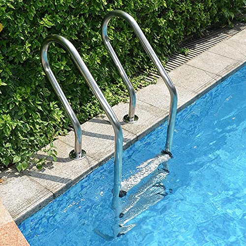 2-Stufen-Einbau-Poolleiter Mit Rutschfester Trittstufe, Edelstahl-Schwimmbadleiter, EIN- Und Ausstiegssystem Für Im Boden Eingelassene Schwimmbäder, Nicht Vorinstalliert