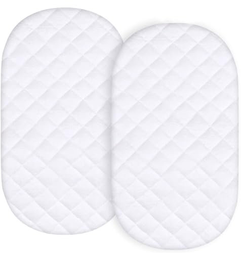 Waterproof Moses Basket Mattress Protector 2 Pack, Fits For Kinderkraft Baby Crib LOVI and Moses Basket Mattress approx 78x43cm, Ultra Soft Viscose Surface, Breathable and Easy Care