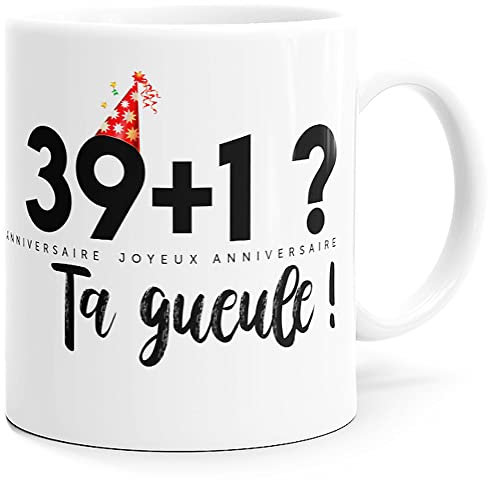 Luigi Collection Mug Anniversaire 40 ans Humour Tasse Message drôle Idée Cadeau Original Rigolo pour Ami Homme Femme Collègue Copain Copine pour Joyeux Anniversaire Quarante Ans Quarantaine.