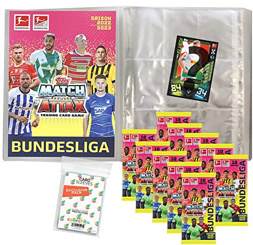 Bundle mit Match Attax Bundesliga - 1 Leere Sammelmappe + 10 Booster + Exklusive Collect-it Hüllen (2022/23)