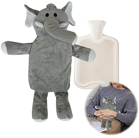 Bouillote chauffant peluche,Bouillotte avec Housse Douce,Bouteille Eau Chaude Avec Housse,Chaud sac d'eau chaude,Bouillotte avec Couverture,Bouillotte chauffante peluche (D)