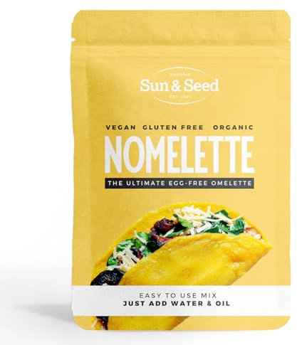 Organic Nomelette Mix by Sun & Seed - 250g - Egg Free Alternative Omelette - High in Protein - Plant Based - Vegan Friendly - Makes 10 Omelettes (250g (Pack of 1))