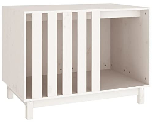 vidaXL Hundehütte Weiß 90x60x67 cm Massivholz Kiefer Hundehaus Hundebett