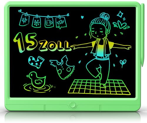 GIGART Tableta de Escritura LCD, 15 Pulgadas Vistoso Tableta, Pizarra Mágica Borrable y Reutilizable, Adecuado para la Oficina, Hogar, Escuela, Adultos, Niños a Partir de 3 Años (verde, 15 Pulgadas)