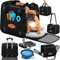 LOVPET® Hundebox Hundetasche Transportbox 2in1 Hunde & Katzentasche Hundetransportbox inkl. Pet-Kissen + 3x Beutelrollen + Napf 44x31x36xm Transporttasche für Haustiere, Haustiertransportbox Schwarz