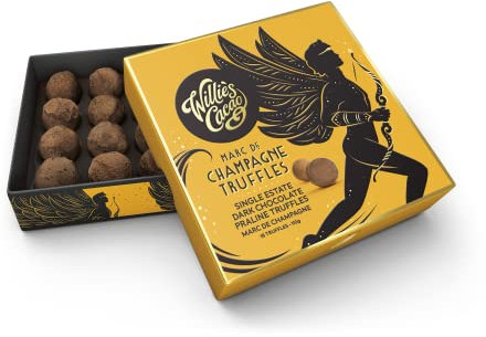 Willie's Cacao - Marc de Champagne Truffles - Luxury Gift Box - 110g x 6 - Artisan Chocolate - 100% Natural