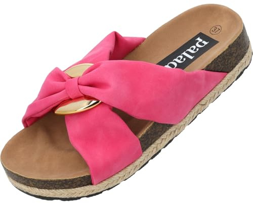 Palado Damen Pantoletten Bandi - elegante Sandalen - bequeme Hausschuhe - modische Sommerschuhe fuchsia UK6 - EU39