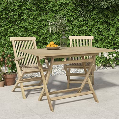 Yolola Gartentisch Klappbar Terrassentisch Grau Holztisch Garten Balkontisch Wetterfest Balkonmöbel Holz Outdoor 120x70x75 cm Massivholz Teak