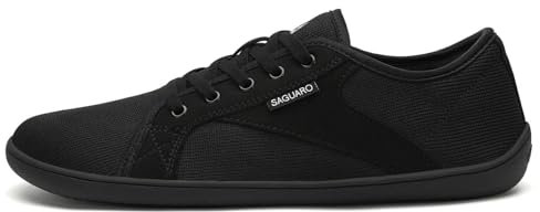 SAGUARO Chaussures Minimaliste Femme Homme Knit Chaussures de Trail Respirant Chaussures Décontracté Pieds Nus Antidérapant Barefoot Shoes pour Fitness Marche, Luck Ⅰ, Huile Noire, 45 EU