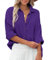 Zitiki Chemisier pour Femme en Coton - Chemise décontractée - Col en V - Manches Longues - Élégant - Décontracté - avec Poches Poitrine, Lilas, S