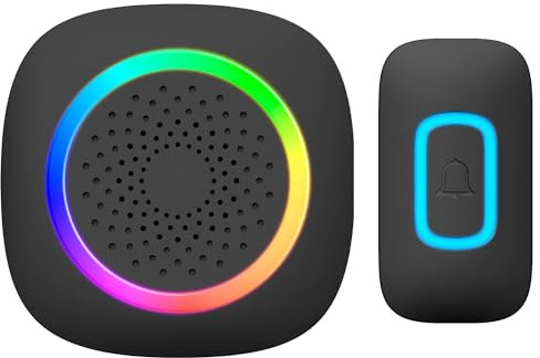 Miratic Funkklingel Aussen LED RGB Wasserdicht Klingel Haustür mit 60 Geräusche Modern Türklingel Funk Reichweite bis zu 300m - Ideal für Zuhause und Büro IP44 (Netzwerk)