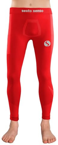 sesto senso Lange Unterhosen Thermo Kinder Jungen Rot Sport Bunt Kompressionshose Laufhose 2XS/XS Red