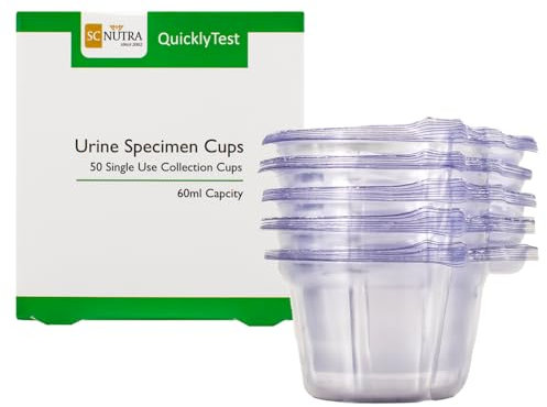 sc nutra Quickly Test Urine Specimen Collection Cups | 60ml Capcity | Pregnacy, UTI, Cystitis Testing