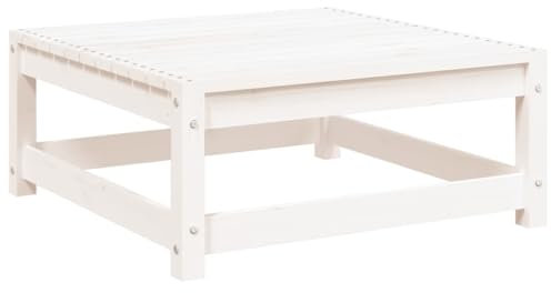 vidaXL Gartenhocker, Modular Gartenmöbel Lounge mit Latten-Design, Sitzhocker Hocker für Garten Terrasse Balkon, Holzhocker Fußhocker, Weiß Massivholz Kiefer