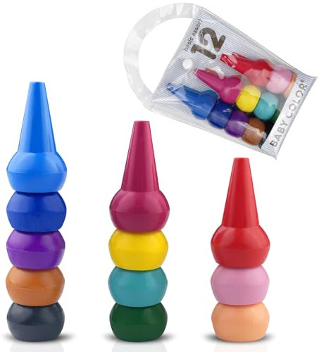 Rseuphiee 12 Farben Kleinkinder Wachsmalstifte, Finger Buntstifte sicher und ungiftig, Montessori Spielzeug, Farbenfrohe Malzeit, perfekt für Graffiti, DIY-Projekte und kreative Stunden