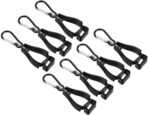 PATIKIL 7 Pack Glove Clips, Black, 5 inches, Work Gloves Grabber Helmet Hanger