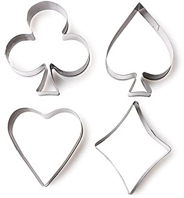 4 set di Tagliabiscotti, Formine per Biscotti in Acciaio Inox, a Forma di Carte da Gioco, per Biscotti e Stampi Biscotti