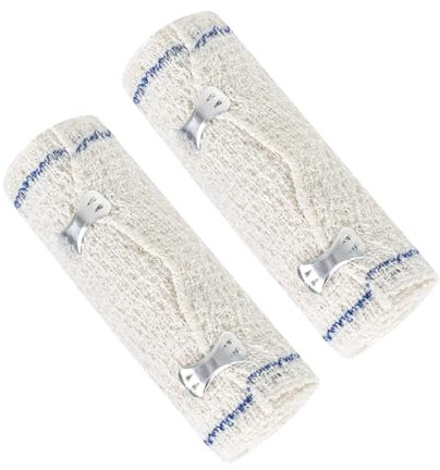 Zimoer 2 Rotoli Bende Elastiche in Cotone, Benda In Tessuto Crep Elasticizzata Professionale, Bendaggio Elastico, Bende Mediche Elastiche, Bende per Bendaggi Estetici, 15cm x 4.5m (Blau)