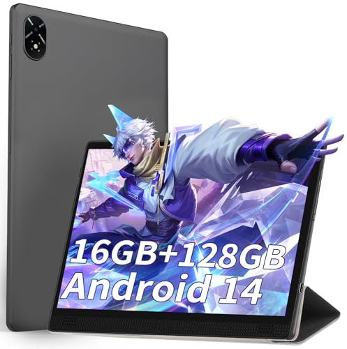 Tablette 12 Pouces Android 14, 16 Go RAM + 128 Go ROM / TF 1 TB, Octa-Core, Écran IPS 1080P, Tablette Pas Cher avec WiFi 6, 7200 mAh, 5 MP + 8 MP, Bluetooth 5.2, OTG, FM, Tablette Tactile avec Étui