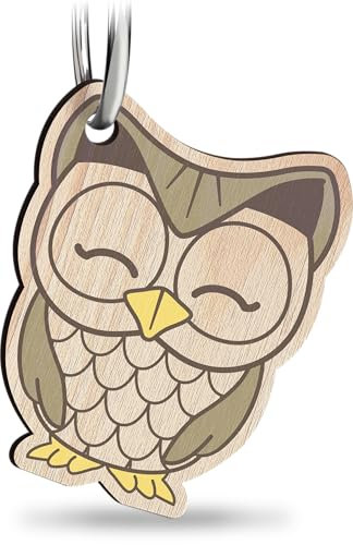 Eule Schlüsselanhänger handgemacht aus Holz, Glücksbringer, Freundschaft und Liebe Glücksbringer, Süßer Schlüsselanhänger Eule, Geschenk für Eulenfreunde, Kautz Geschenk