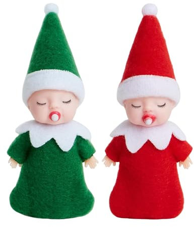 YAAVAAW 2 Stück Weihnachtselfen Puppe für Jungen Mädchen Kinder,Santa Mini Elfen Weihnachtspuppen Tiny Baby Elf Puppe,Weihnachts Kleine Elf Figuren Baby Elfen Geschenk für Weihnachtsstrümpfe Stuffers