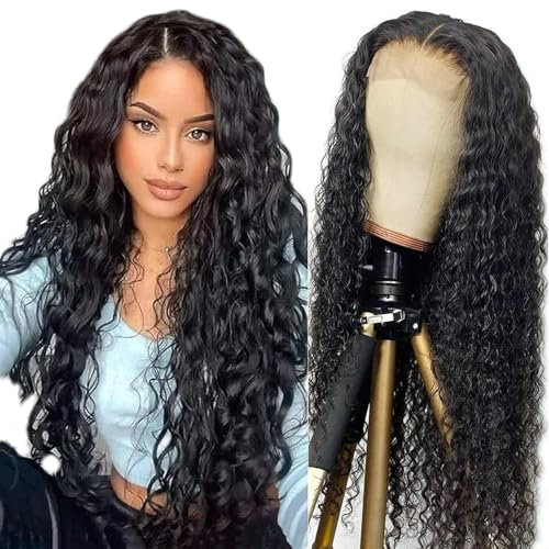 Glueless T Part Lace Front Echthaar Perücke - Water Wave Brazilian Remy Unprocessed Virgin Hair Wig 4x1 für Frauen - 34 Zoll