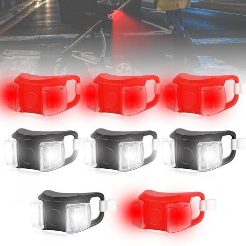 GOMETY 8 Stück Kinderwagenlicht Silikon, Wasserdichte LED Silikonleuchten Kinderwagenlicht mit 3 Leuchtfunktionen, Kinderwagen Licht LED Silikon, Kinderwagen Beleuchtung für Alle Kinderwagen Outdoor
