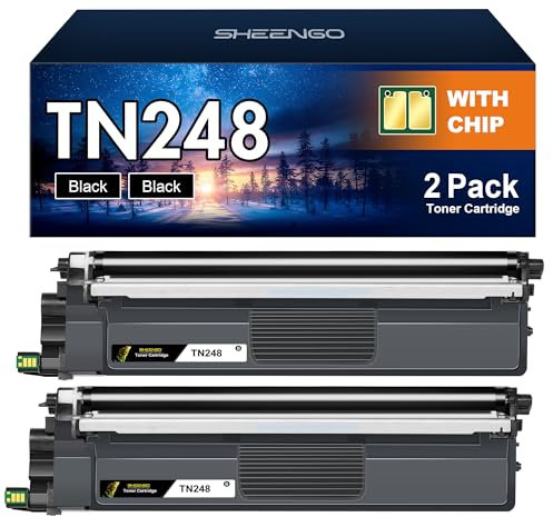 SHEENGO TN248 TN 248 MFC-L3760CDW Toner Kompatibel für Brother TN-248BK TN-248CMYK für MFC-L3740CDW Toner DCP-L3560CDW DCP-L3520CDWE DCP-L3520CDW MFC-L8390CDW MFC-L3740CDWE (2er-Pack, Schwarz)