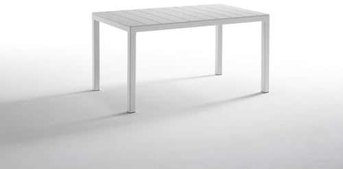 Tomaino - Ausziehbarer Gartentisch aus Kunststoff - Mehrfachzusammensetzung von 4 bis 12 Plätzen - Esstisch für den Außenbereich rechteckig oder quadratisch (rechteckiger Tisch, weiß)