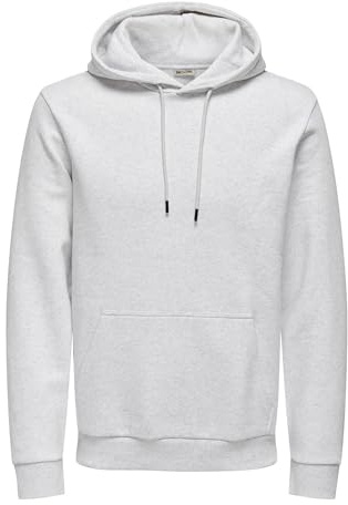 Only & Sons Onsceres Felpa con Cappuccio da Uomo Sweat Noos, Super Light Grey Melange, L