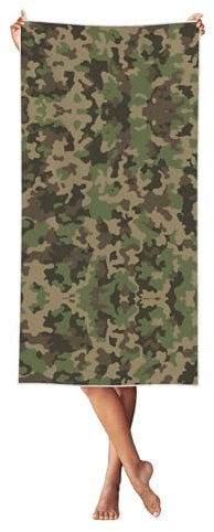pvinnk Strandtuch mit grünem Camouflage-Druck, übergroß, für Erwachsene, schnell trocknend, leicht, für Reisen