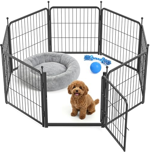 8 Panels Dog Pen, High 60cm Puppy Play Pen Indoor/Outdoor, 56x60cm