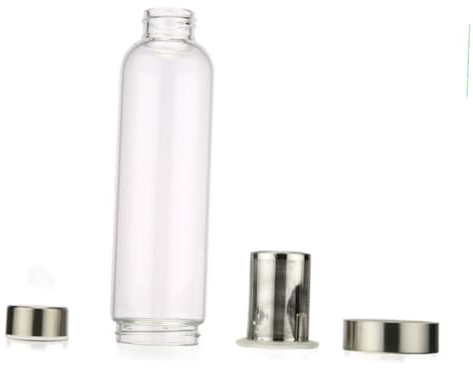 BRIGHTFUFU Bouteille Eau Verre Borosilicate Avec Infuseur Et Étui Gris Gourde Portable Légère Et Résistante Pour Voyage Bureau Et Sport