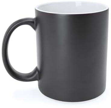 Generico 6 Tazza Magica in Ceramica per Sublimazione con Cambio Colore, 350 ml, Finitura Opaca, Nera