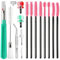 GIWFBQTR 16-Teiliges Nähmaschinen-Reinigungsset, Nähmaschinen-Set Inklusive Handgeführtem Nahttrenner, Gebogener Pinzette, Doppelkopfbürste